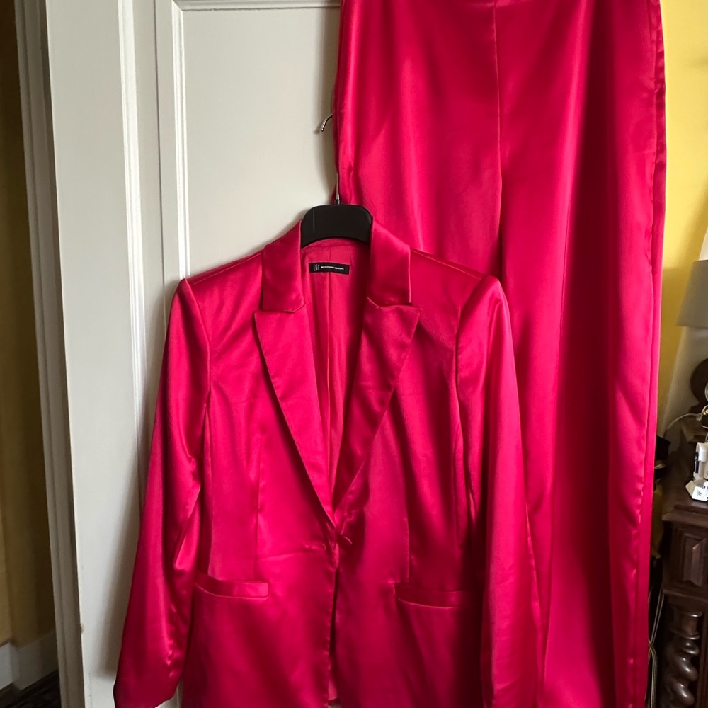Vibrant INC Red Satin Blazer and Pants Set